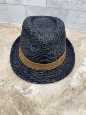 Stetson Wool Blend Charcoal Grey Trilby Fedora with Plaid Lining